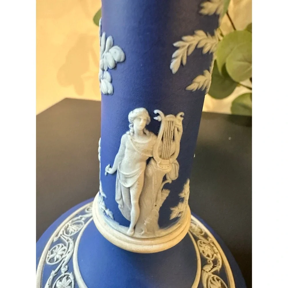 Wedgwood Dark Blue Jasperware Candlestick 7